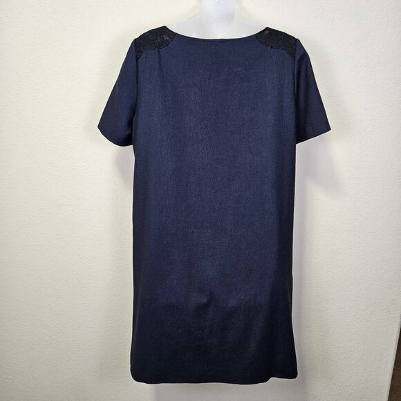Pablo Gerard Darel Wool Blend Dress Navy Lace Minimalist Designer EUR 42 US 12 L - Picture 2 of 16